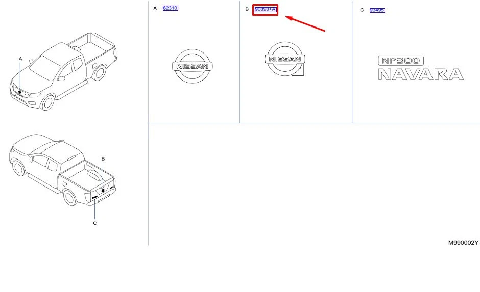 Nissan Navara MK3 D23 Heckabzeichen-Emblem 908904JA0A. NEU. ORIGINAL - Bild 2 von 3