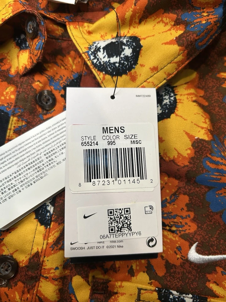Camisa Nike Skateboarding Manga Corta Tejida Botones Floral FD7849-072 Hombres L Foto 3 de 4