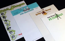 Walt Disney Studio 1970 LETTERHEAD STATIONERY Vintage Lot of 4 WDP History Vault