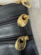 Vintage Bottega Fiorentina Italy Dark Black Leather Crossbody Bag Made In Italy