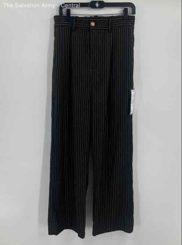 Vintage Alex & Sophia Womens Black Yellow Pinstripe Trouser Pants Size Large