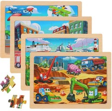 Puzzles for Kids Ages 4-6, 4-Pack 24-Piece Wooden Kids Puzzles