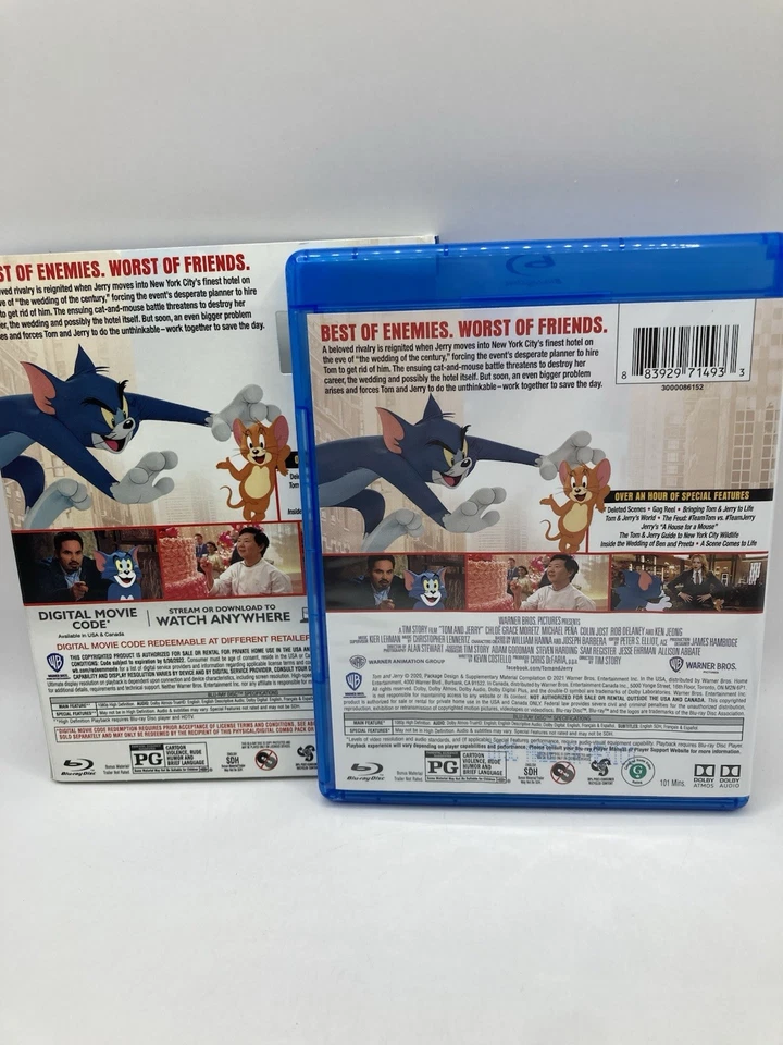 Tom and Jerry The Movie Bluray w/ Slipcover Michael Pena 101 Minutes Excellent Foto 2 de 3