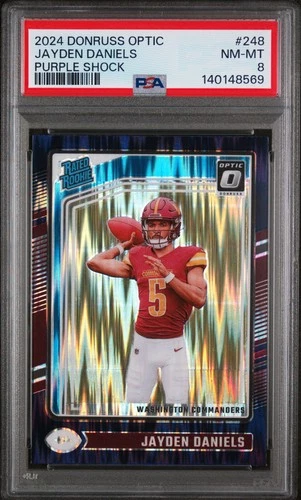 2024 PANINI DONRUSS OPTIC PURPLE SHOCK #248 JAYDEN DANIELS ROOKIE RC PSA 8