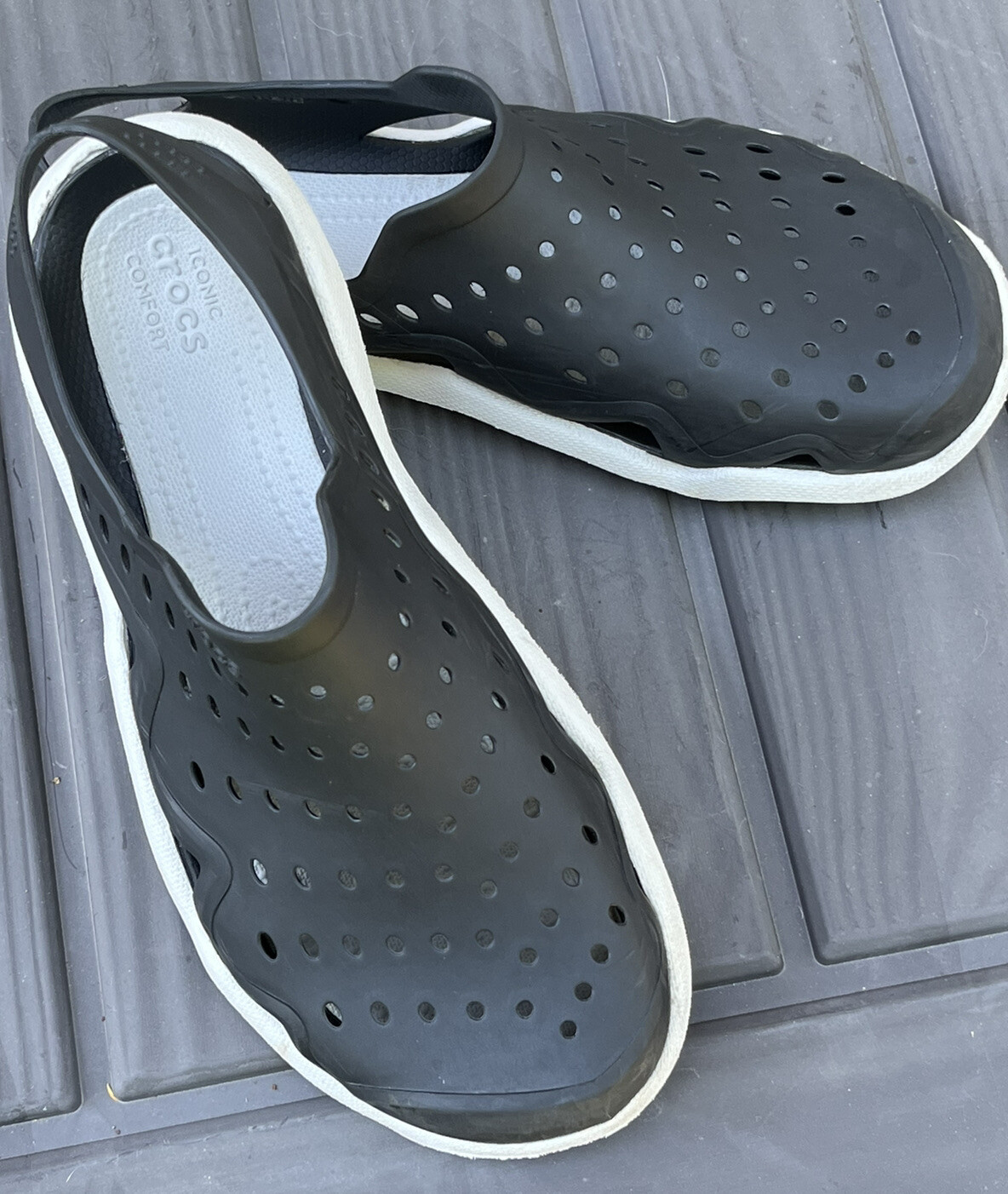 Crocs Swiftwater Deck Clog Mule Black 