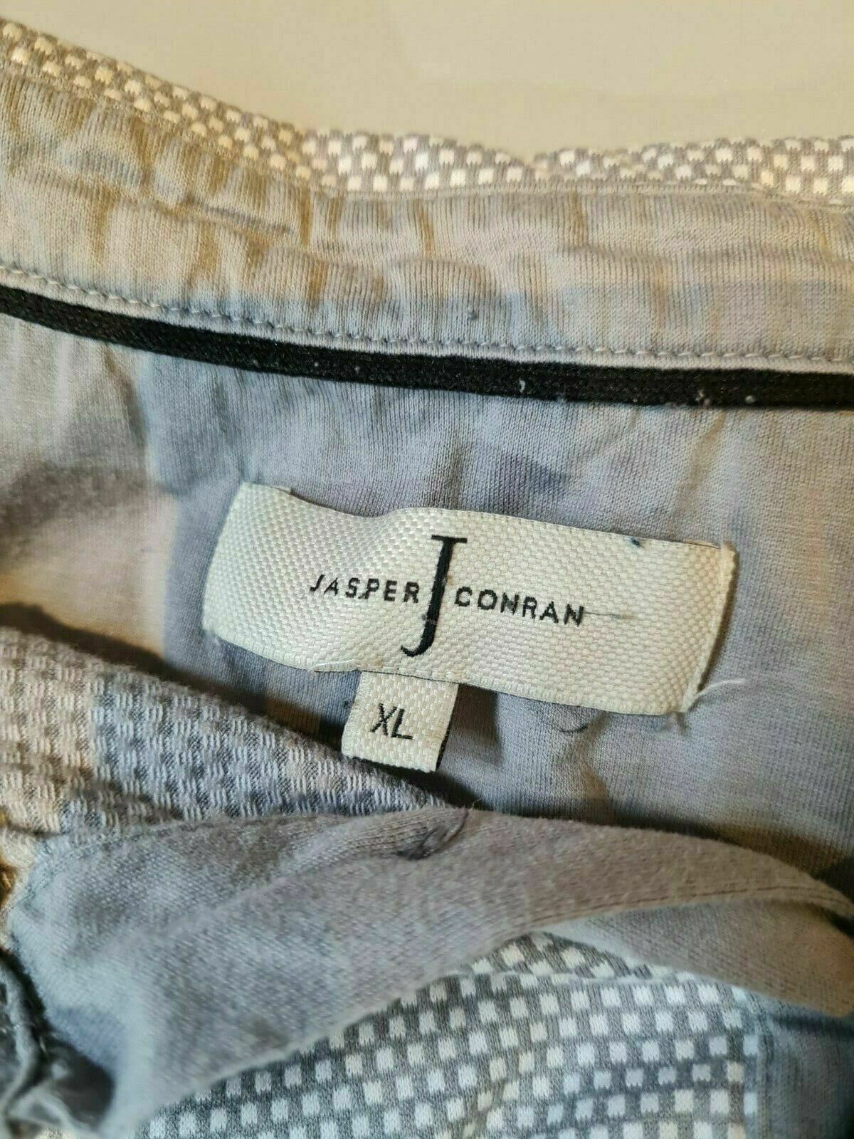Jasper Conran Men's Grey Patterned Short Sleeve Polo Shirt Size XLarge