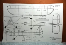 1936 LUTON MINOR BALSA FREE FLIGHT MODEL AIRPLANE PLANS 13" WINGSPAN