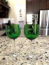 Baccarat Crystal Emerald Green Bowl Clear Ste...