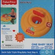 Fisher-Price Inflatable Baby ABC Triple Ring Pool Float Swim Safe Diaper Seat 25