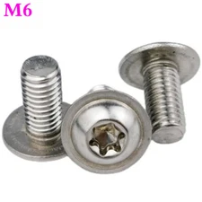 M6 - 1.0 A2 Stainless Steel Torx Socket Flange Button Head Screws Six Lobe Bolts