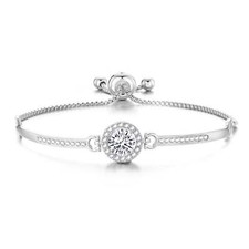 Silver Plated Halo Friendship Slider Bracelet Created with Zircondia® Crystals