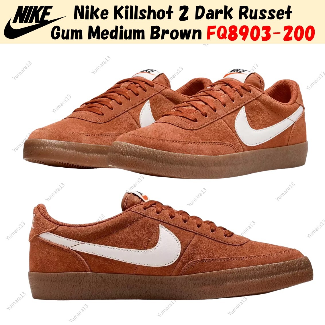 Nike Killshot 2 Dark Russet Gum Medium Brown FQ8903-200 US Nike Killshot 2 Dark Russet Gum Medium Brown FQ8903-200 US