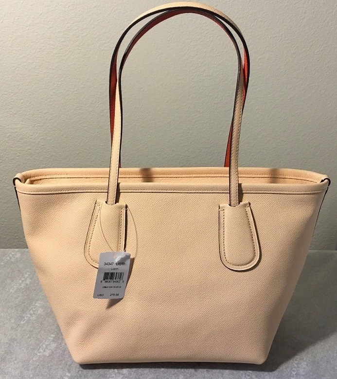 NWT Coach Colorblock Leather Taxi Zip Tote 24 Apricot Coral F34347