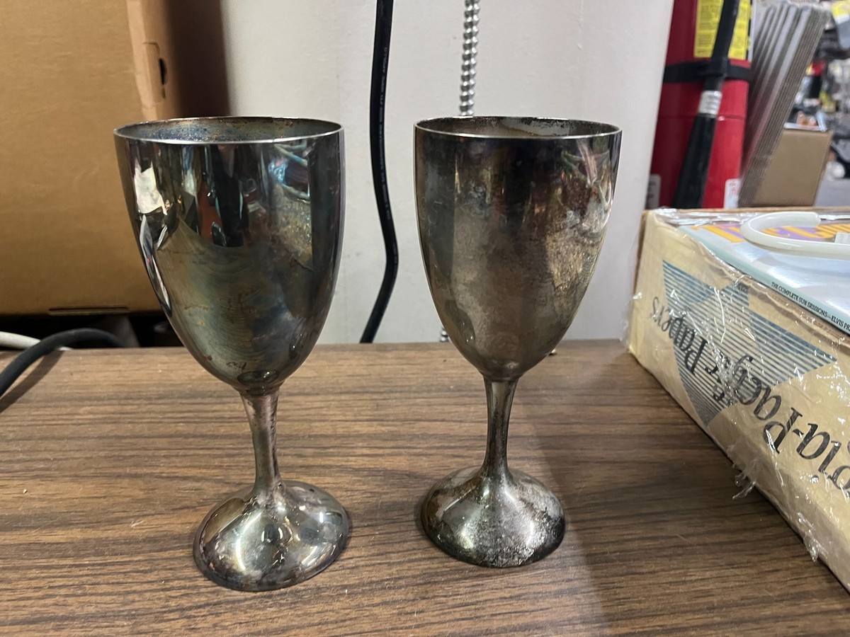 Vintage International Silver CO Wine Cup Goblet Engraved 25 Silverplate  Stemware