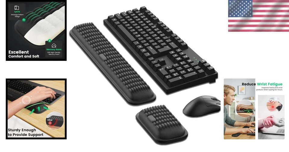 Soft Black Ergonomic Wrist Rest for Mouse and Keyboard – Pain Relief & Comfort - Image 2 of 4
