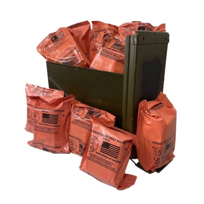 SOPAKCO/WORNICK/AMERIQUAL 1 Case (10 pack) MRE 20 Entrees - plus (1) M548 (20mm) Ammo Can Used Grade 1