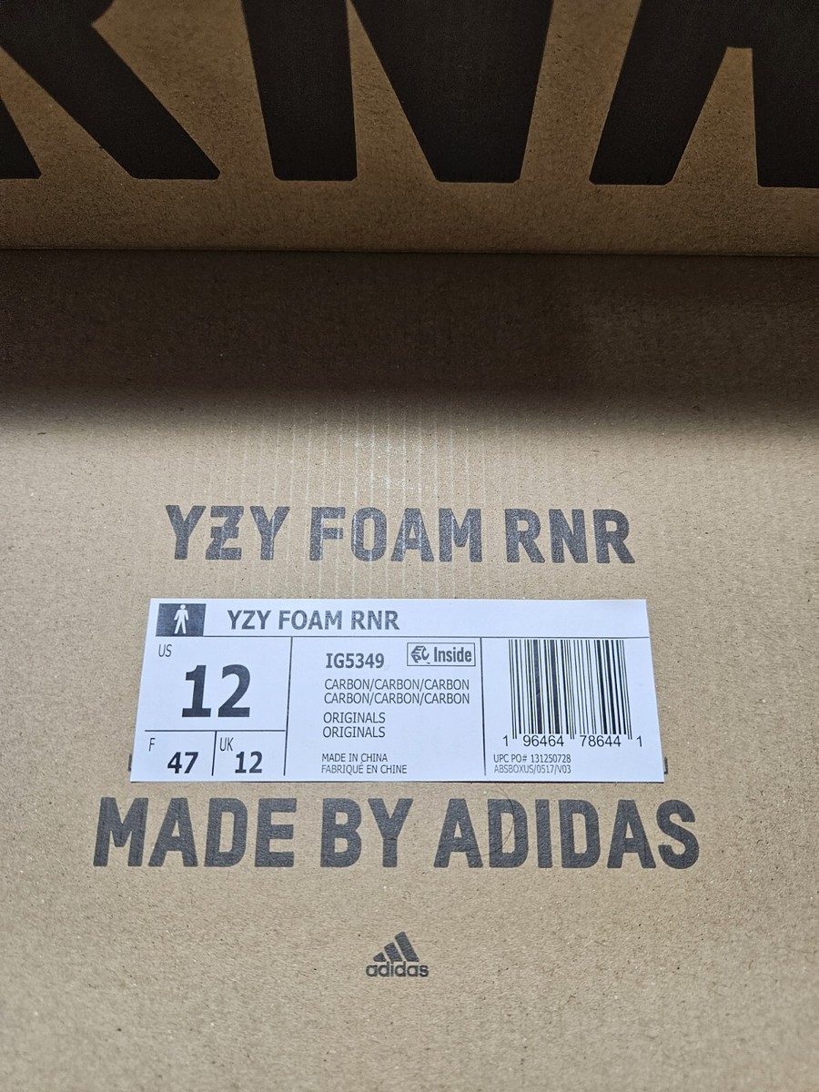 Adidas Yeezy Foam Runner RNNR 'Carbon' - IG5349 - Men's Size 12 | eBay