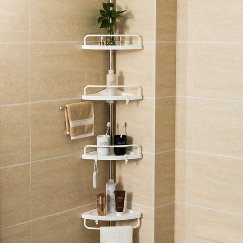 4 Tier Telescopic Bathroom Wall Corner Shelf Rack Shower Caddy Storage Organizer - Picture 2 of 11