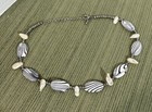 Mother of Pearl Flower Shells Black/White Stones Nickel Free Necklace Beautiful — photo 1