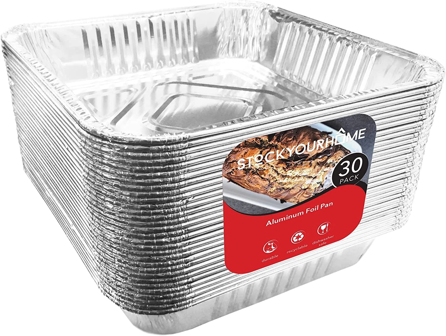 9x9 Aluminum Foil Pans - 8.75" L Rim (30 Pack) Square Tins for Toaster Oven-