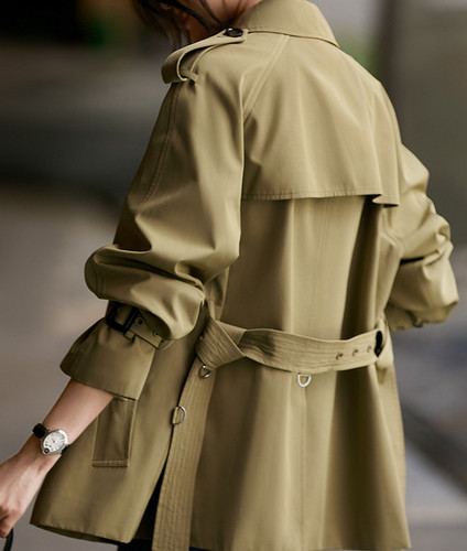 Trench Coat Women's Mid Length Autumn New Casual Jacket double Breasted Outwear - Picture 8 of 13