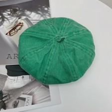 Women Girls Flat Denim Beret Hat Cap Adjustable Classic Punk Vintage Style Solid