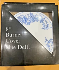 Stove Top Burner Covers  Blue White Floral Pattern 8" Blue Delft New In Box