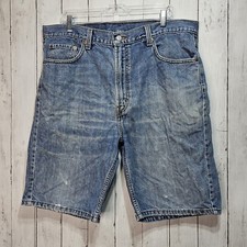 Levis 505 Shorts Men's 40x10 Blue Regular Light Wash Cotton Denim Zip Fly