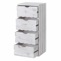 Holzschrank MCW-C62, Holzkiste, Shabby-Look, 4 Schubladen 70X32X26Cm Weiß
