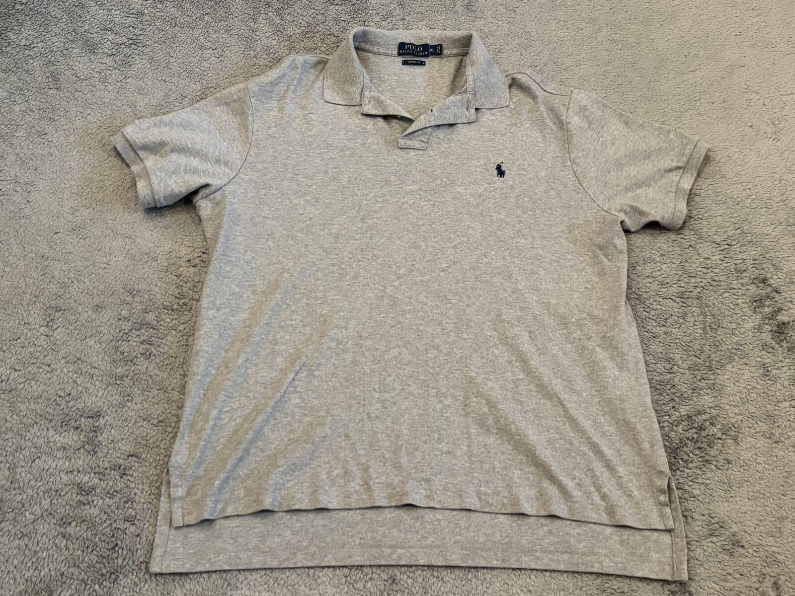 Polo Ralph Lauren camicia uomo XL grigia vestibilità personalizzata manica corta elasticizzata logo pony