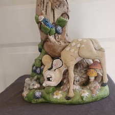 VINTAGE JUTA SANGTHAWEEP Disney Bambi Cottage Core Chalkware Nursery Lamp '7