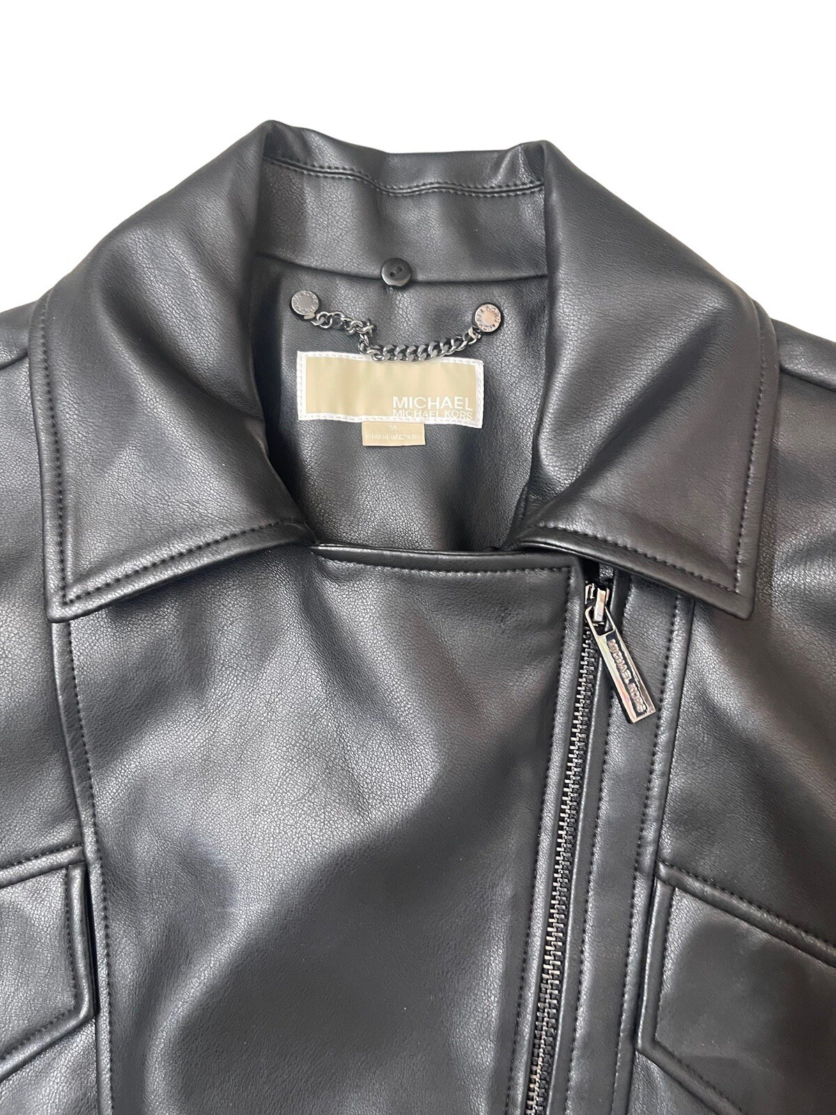 MICHAEL KORS FAUX FUR COLLAR BOMBER black jacket size M thumbnail 8