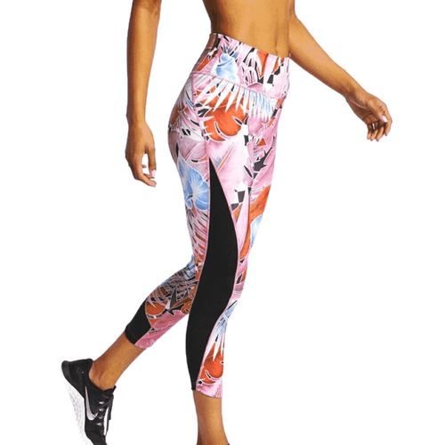 Nike- Women’s Dri Fit One Tropical Printed Cropped Leggings Laser Fuscia, XL - Picture 3 of 13