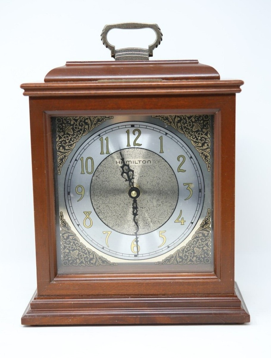 Vintage Hamilton Mantel Clock Quartz Chime Mvt Works USA Large