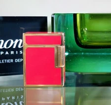 Genuine S.T. Dupont Line 1 Lighter in Red with Gold Trim
