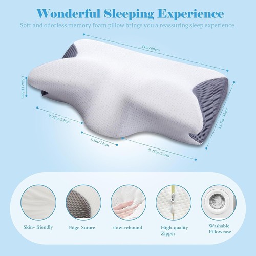 Contour Memory Foam Pillow for Sleeping Cervical Support for Neck Shoulder and - Picture 6 of 18