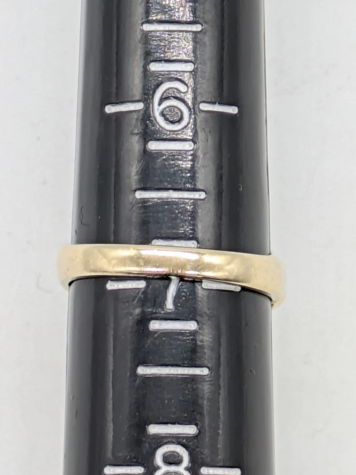 斜纹金戒指 14K 黄金 4.8 克 尺寸:7 复古圆顶表带 (EC3035722) — 第 2/4 张图片