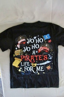 MICKEY MOUSE ''PIRATES LIFE FOR ME'' SIZE SMALL BLACK COTTON TEE SHIRT- NEW