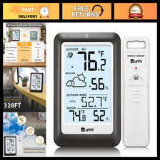 Wireless Indoor Outdoor Thermometer Humidity Monitor, 330ft Range, Backlight D
