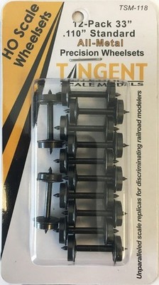 NIB Tangent 118 33'' Normal Tread Blackened All-Metal Precision Wheelsets (12) HO