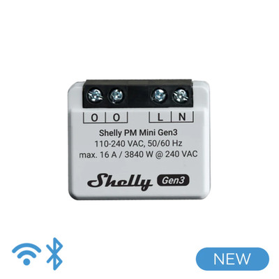 Shelly PM Mini Gen3. Wi-Fi Smart Energy Meter, 1 channel 16A No relay (Open Box)