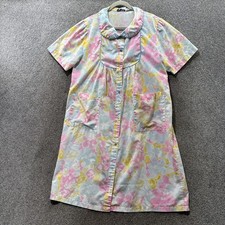 Vintage Eyefuls Floral House Dress Snap Front Pastel Pink Floral Size 40 8/10 