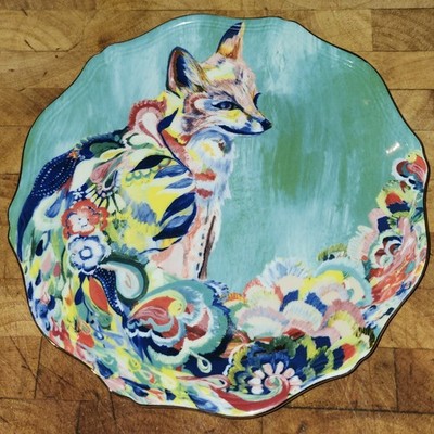 Anthropologie Starla M Halfmann Fancy Fox  Dessert Salad Plate. 8''