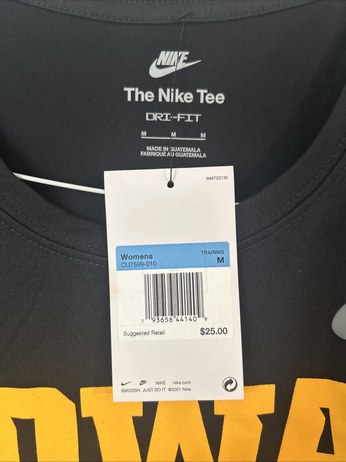 FILA T shirt Iowa Hawkeyes Rowing Nike nera donna media Dri FIT NUOVISSIMA