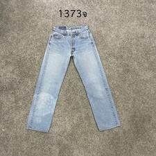 Vintage 90 USA Levi 501 Jeans Actual 28x27 Light Wash Blue Distressed Repaired