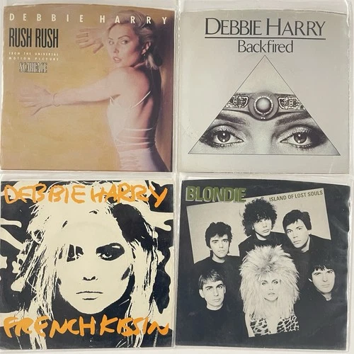 Lot of 4 DEBBIE HARRY 7” 45’s Rush Back Fire French Kissin’ Island of Lost Souls