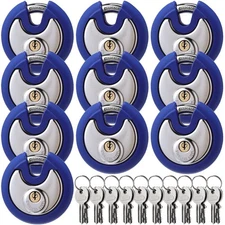 10 Pack 70 mm Keyed Alike Padlocks Outdoor Round Stainless Steel Discus Pad L...