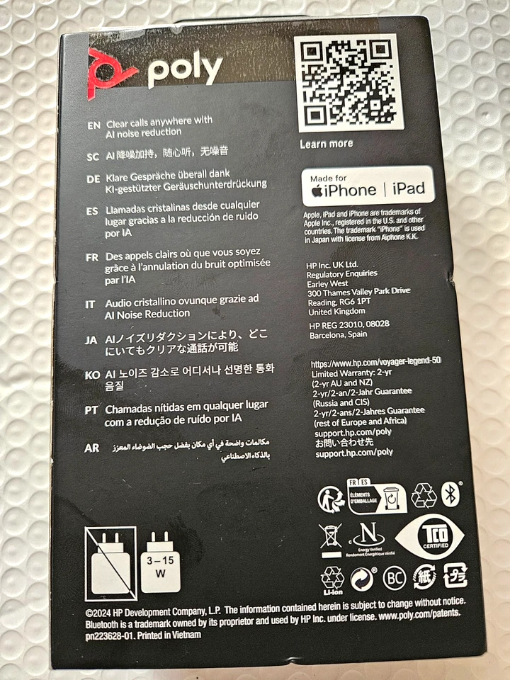 POLY Voyager Legend 50 Noise Cancelling Bluetooth Headset OPEN BOX - Image 2 of 3
