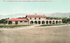 Santa Barbara CA S.P.R.R. Southern Pacific Depot Station 1907 Postcard AY271