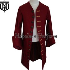 Captain Pirate Frock Coat Historical Halloween Cosplay Maroon Wool Frock Coat